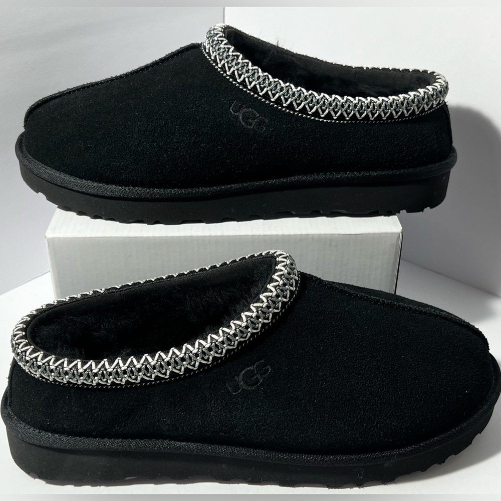 UGG Tasman‎ II Black Suede Shearling Slippers shoes Women’s Size 11 EU 42 Cozy